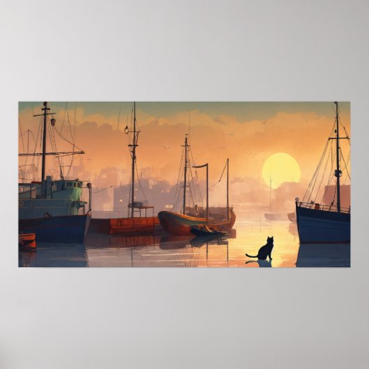 Black Cat Watercolor Wall Poster (Vorne)