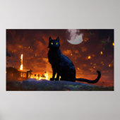 Black Cat Watercolor Wall Poster (Vorne)