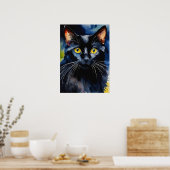 Black Cat Watercolor Wall Poster (Küche)