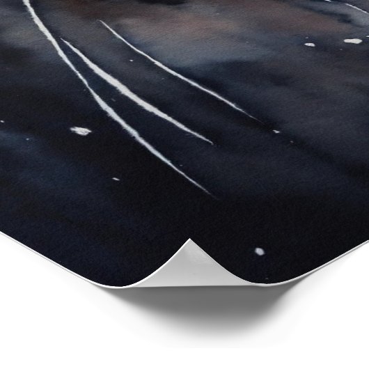 Black Cat Watercolor Wall Poster (Ecke)