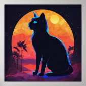 Black Cat Watercolor Wall Poster (Vorne)