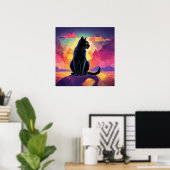 Black Cat Watercolor Wall Poster (Heimbüro)