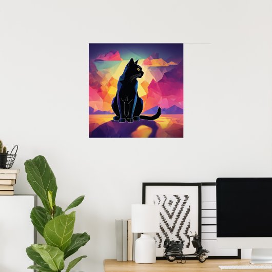 Black Cat Watercolor Wall Poster (Heimbüro)