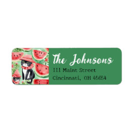 Black Cat Watermelon Summer Address Labels