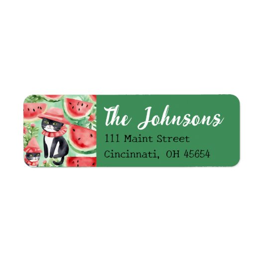 Black Cat Watermelon Summer Address Labels (Vorne)