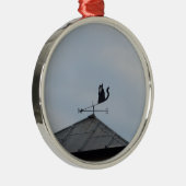 Black Cat Weather Vane Silbernes Ornament (Rechts)
