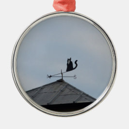 Black Cat Weather Vane Silbernes Ornament