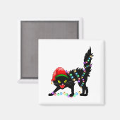 Black Cat Weihnachten Beleuchtung Square Magnet (Vorderseite/Rückseite)