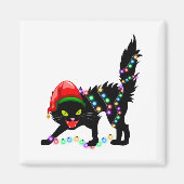 Black Cat Weihnachten Beleuchtung Square Magnet (Vorne)