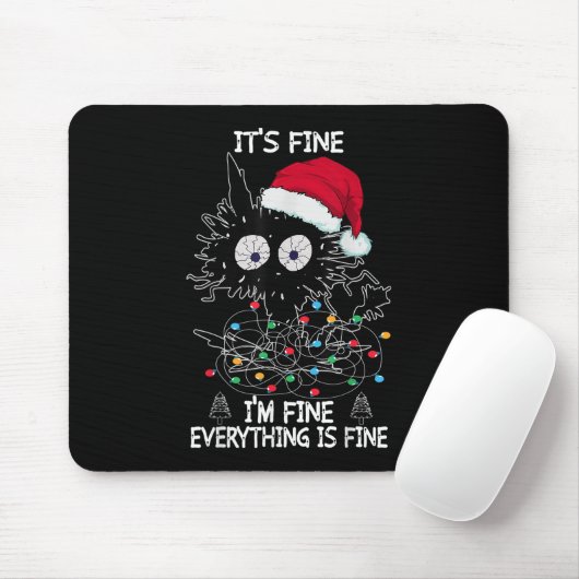 Black Cat Weihnachten Es ist gut, ich bin alles gu Mousepad (Mit Mouse)