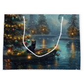Black Cat Weihnachten Feierliche Reise Große Geschenktüte (Vorderseite)