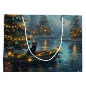 Black Cat Weihnachten Feierliche Reise Große Geschenktüte (Rückseite)