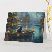 Black Cat Weihnachten Feierliche Reise Karte (Gelbe Blume)