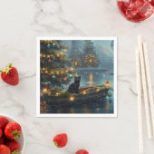 Black Cat Weihnachten Feierliche Reise Serviette (Beispiel)