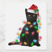 Black Cat Weihnachten Lightshirt Katzenliebhaber c Weinetikett (Einzelnes Label)