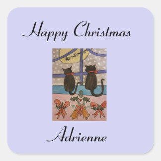 Black Cat Weihnachten Personalisiert Stickers