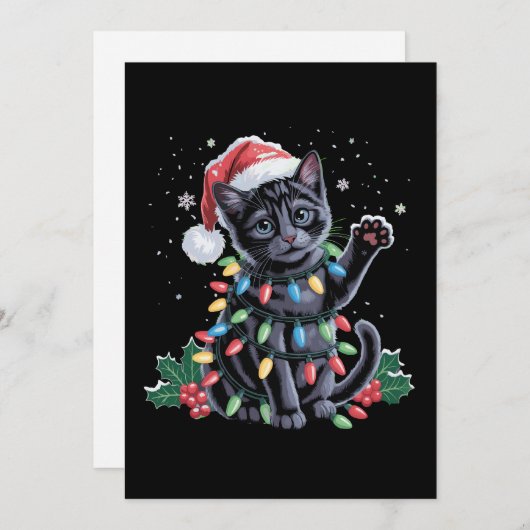 Black Cat Weihnachten Weihnachtsmannmütze Meowy Xm (Vorne/Hinten)
