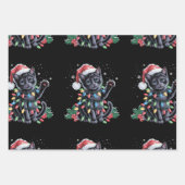 Black Cat Weihnachten Weihnachtsmannmütze Meowy Xm Geschenkpapier Set (Vorderseite)