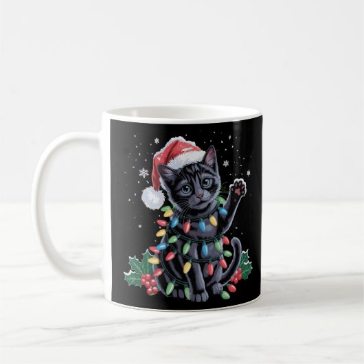 Black Cat Weihnachten Weihnachtsmannmütze Meowy Xm Kaffeetasse (Links)