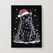 Black Cat Weihnachts-Weihnachtsmannmütze Funny Meo Button (Vorderseite)