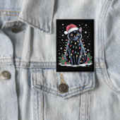 Black Cat Weihnachts-Weihnachtsmannmütze Funny Meo Button (Insitu)
