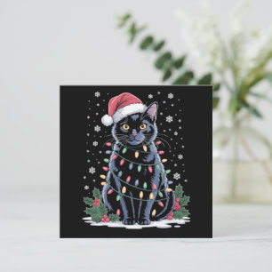 Black Cat Weihnachts-Weihnachtsmannmütze Funny Meo Feiertagskarte