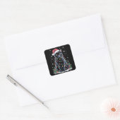 Black Cat Weihnachts-Weihnachtsmannmütze Funny Meo Quadratischer Aufkleber (Umschlag)