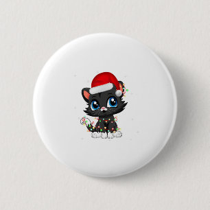 Black Cat Weihnachts-Weihnachtsmannmütze Weihnacht Button