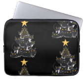 Black Cat Weihnachtsbaum Design Sparkling Sterne Laptopschutzhülle (Vorderseite)