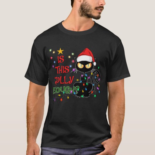 Black Cat Weihnachtsbaum Licht ist dieses Jolly En T-Shirt (Vorderseite)