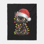 Black Cat Weihnachtsbaum Lichter Funny Santa Kitte Fleecedecke (Vorderseite)