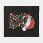 Black Cat Weihnachtsbaum Lichter Funny Santa Kitte Fleecedecke (Vorderseite (Horizontal))