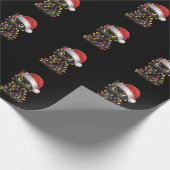 Black Cat Weihnachtsbaum Lichter Funny Santa Kitte Geschenkpapier (Ecke)