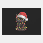 Black Cat Weihnachtsbaum Lichter Funny Santa Kitte Geschenkpapier Set (Vorderseite)
