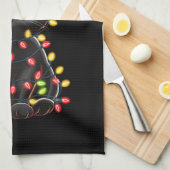 Black Cat Weihnachtsbaum Lichter Funny Santa Kitte Geschirrtuch (Viertel Falte)