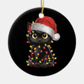 Black Cat Weihnachtsbaum Lichter Funny Santa Kitte Keramik Ornament (Vorne)