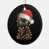 Black Cat Weihnachtsbaum Lichter Funny Santa Kitte Keramik Ornament (Links)