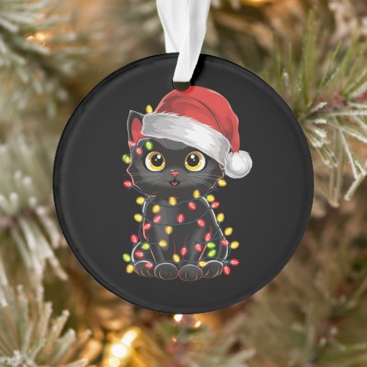 Black Cat Weihnachtsbaum Lichter Funny Santa Kitte Ornament (Baum)