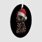 Black Cat Weihnachtsbaum Lichter Funny Santa Kitte Ornament (Vorderseite)