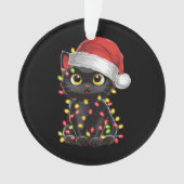Black Cat Weihnachtsbaum Lichter Funny Santa Kitte Ornament (Vorderseite)