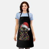 Black Cat Weihnachtsbaum Lichter Funny Santa Kitte Schürze (Getragen)