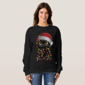 Black Cat Weihnachtsbaum Lichter Funny Santa Kitte Sweatshirt (Vorne ganz)