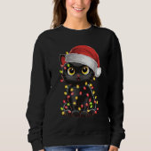 Black Cat Weihnachtsbaum Lichter Funny Santa Kitte Sweatshirt (Vorderseite)