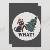 Black Cat Weihnachtsbaum Weihnachtsmannmütze Funny Einladung (Vorne/Hinten)
