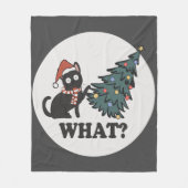 Black Cat Weihnachtsbaum Weihnachtsmannmütze Funny Fleecedecke (Vorderseite)