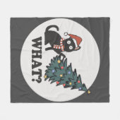 Black Cat Weihnachtsbaum Weihnachtsmannmütze Funny Fleecedecke (Vorderseite (Horizontal))