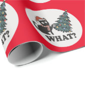 Black Cat Weihnachtsbaum Weihnachtsmannmütze Funny Geschenkpapier (Rolleneckpunkt)