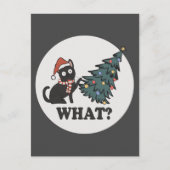 Black Cat Weihnachtsbaum Weihnachtsmannmütze Funny Postkarte (Vorderseite)