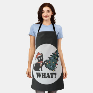 Black Cat Weihnachtsbaum Weihnachtsmannmütze Funny Schürze