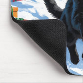 Black Cat Weihnachtsfest Schneeszene Mousepad (Ecke)